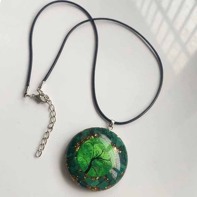 PENDENTIF MALACHITE acier doré – Ma Solution Bijoux