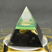 Orgonite Pyramide en Obsidienne et Quartz blanc
