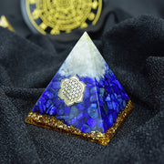 Orgonite Pyramide en Lapis lazuli et Quartz blanc