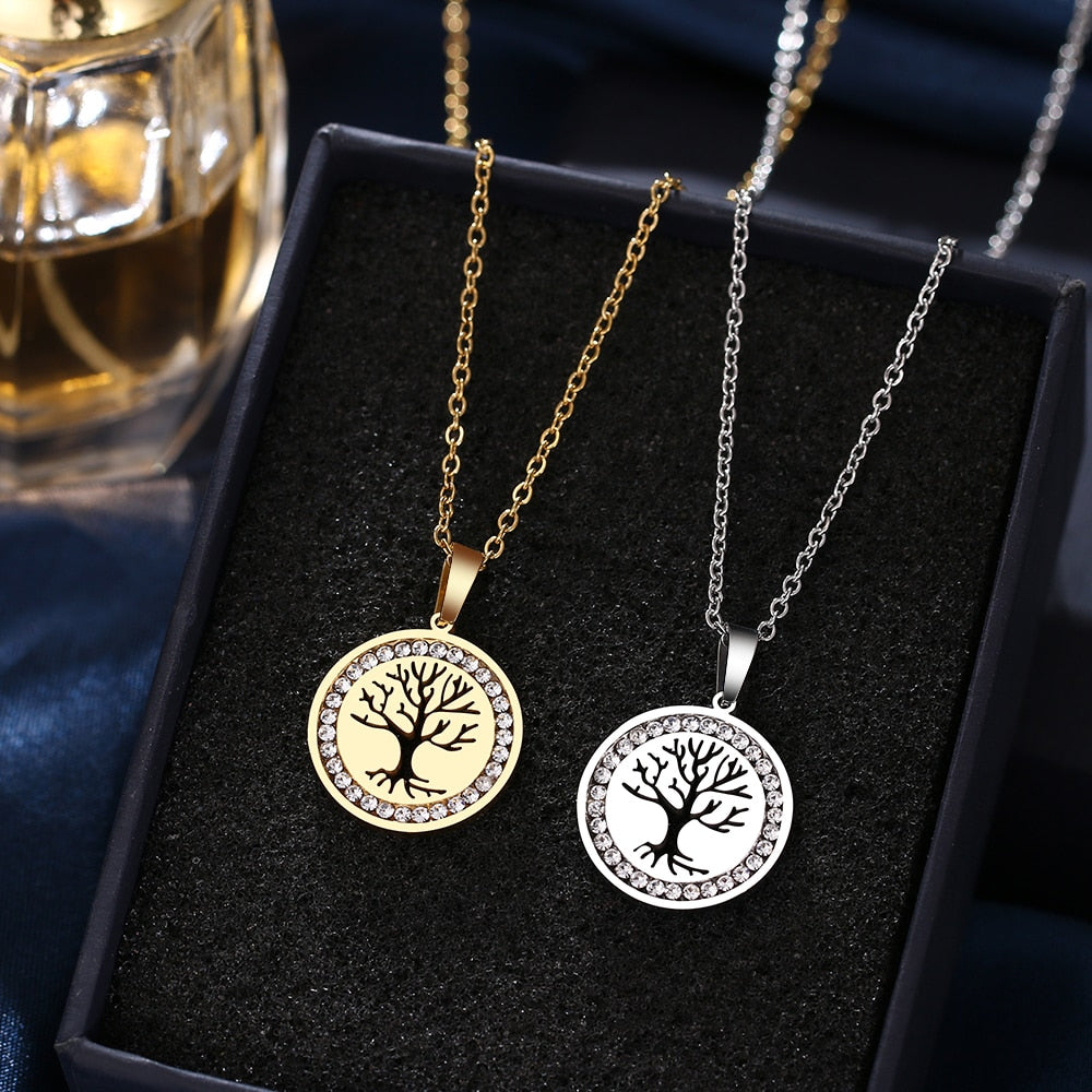 Pendentif Arbre De Vie - Médaillon à Ouvrir - Acier Inoxydable - Chaine 24/60 Cm - Pour Photo, Souvenir