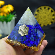 Orgonite Pyramide Lapis lazuli et Quartz blanc 4-10cm