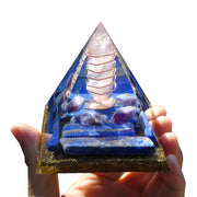 Orgonite Pyramide en Lapis lazuli et Quartz rose 7cm